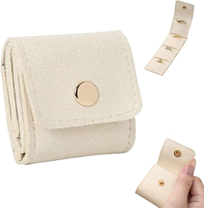 Mini Travel Jewelry Bag - Small Foldable Jewelry Case & Organizer Pouch with Snap Closure, Soft Fabric for Tangle-Free Necklaces Rings Earrings, Portable Storage Holder for Women Gift (Pink x 1)