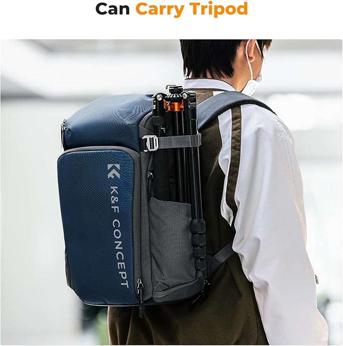 K&F CONCEPT Camera bags Waterproof 25L Large Capacity Camera Case with Raincover Camera Case 15.6 Inch Laptop Compartment Compatible with Canon/Nikon/Sony/DJI Mavic Drone Travel Camera Backpack