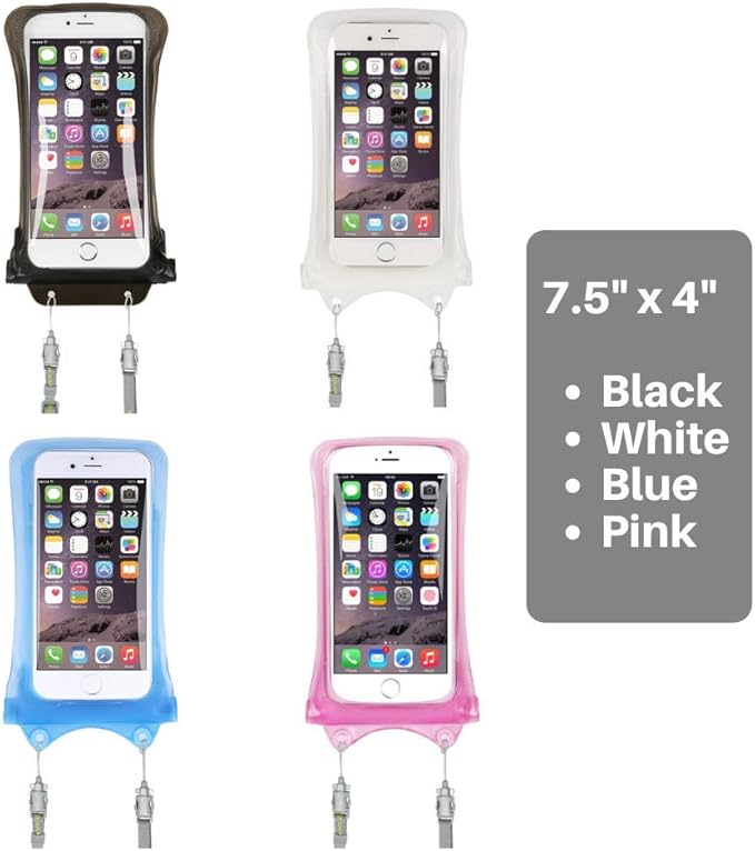 AquaVault 100% Waterproof Floating Smart Phone Case & Money Pouch - Fits All Phones - Made from Premium Heavy Duty PVC for Added Drop Protection - Includes Adjustable Neck Strap. Pink