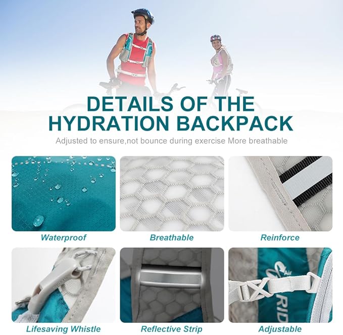 INOXTO Hydration Pack Backpack ，Water Backpack with 2L Leakproof Water Bladder, Running Hydration Vest for Man, Daypack for Cycling Motocross Climbing Trail Running