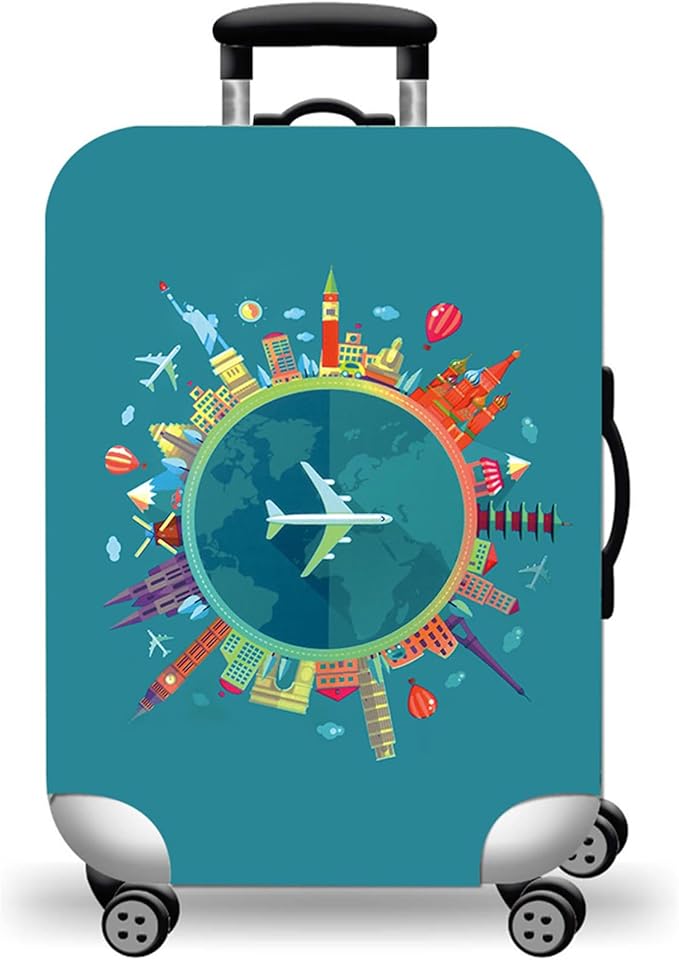 WUJIAONIAO Travel Luggage Cover Baggage Suitcase Cover Protector Skins 18-32 Inch (A15 Go Travel, M (for 22-24 inch luggage))