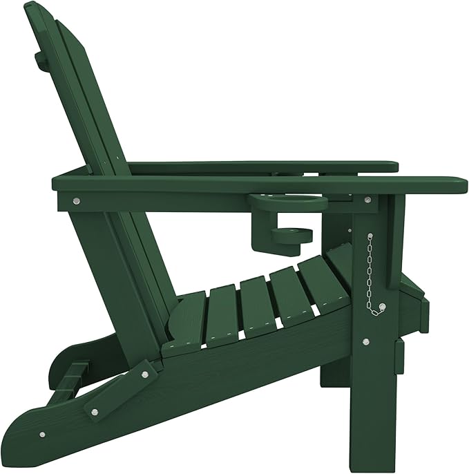 SERWALL Adirondack Chair with Cup Holders - Composite Adirondack Chairs Set of 6 HDPE Outdoor Chairs All Weather Use- Green