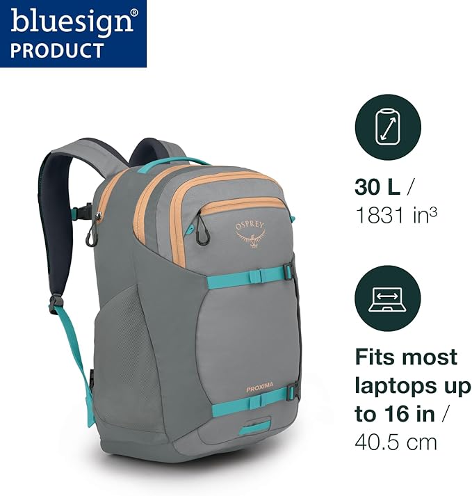 Osprey Proxima Laptop Backpack – Organized Everyday Pack with Dedicated Tech Storage, Water Bottle Pockets, and Comfortable Carry – Perfect for School, Commuting, and Travel, Night Shift Blue