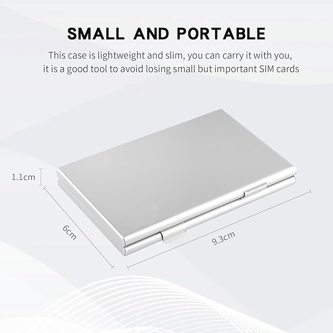 Aluminum SIM Card Case, 19Slots Ultrathin SIM Card Holder, Fit for 2 SIM Card, 14 Micro sim Card, 2 Nano sim Card and 1 Cell Phone Eject Pin Slots, Silver