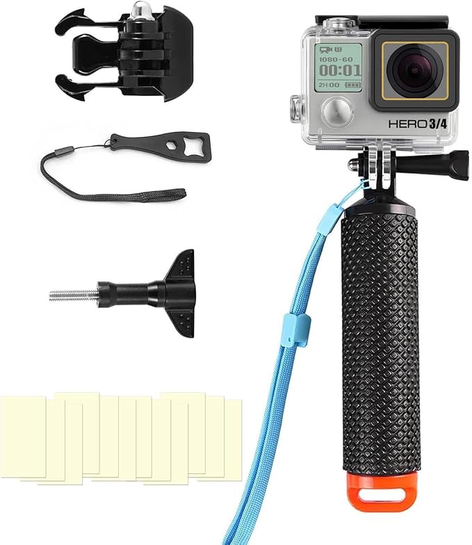 Compatible for Go Pro Hero 4/3+/3 Black Silver Waterproof Housing Case 45M/147FT Protective Underwater Diving Case Shell with Cameras Handle Mount Accessories Kit