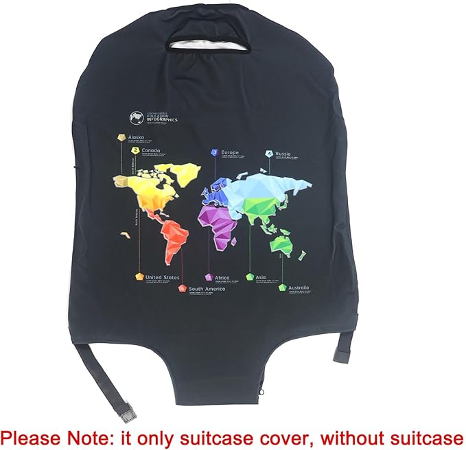 MosaiRudo Thicker Luggage Cover Elastic Suitcase Cover Protector Fits 18-32 Inch Suitcase Travel Accessories (Abstract Map, XL)