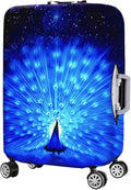 7-Mi Suitcase Cover 3D Print Design Travel Luggage Protector Trolley Case Cover 26"-28" Sleeve, BluePeacock