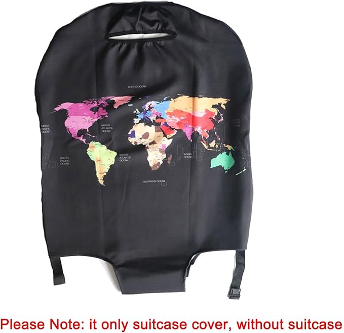 MosaiRudo Thicker Luggage Cover Elastic Suitcase Cover Protector Fits 18-32 Inch Suitcase Travel Accessories (World Map, M-)