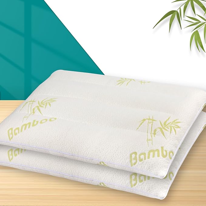 MINUPWELL 2 Packs Ultra Thin Pillows, Flat Pillows for Sleeping Thin, 7D High Support 2.5 inch Height Slim Bed Pillows for Stomach Sleeper, Standard Size -18x26 in - Rayon Derived from Bamboo