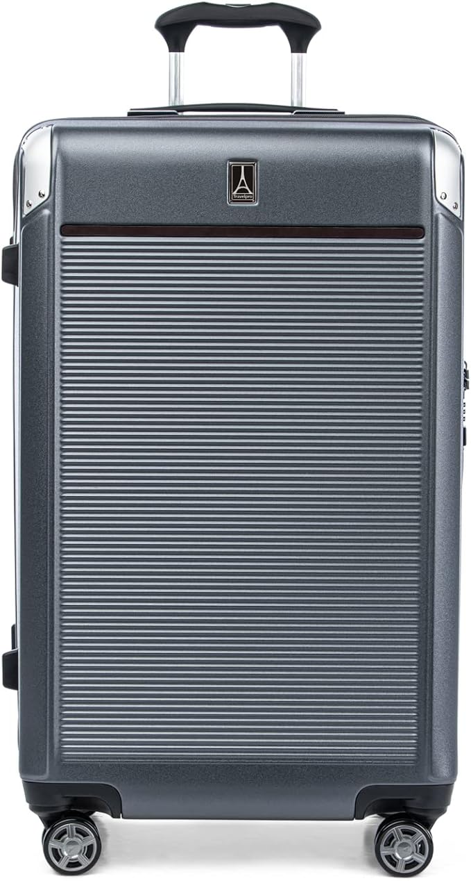 Travelpro Platinum Elite Hardside Expandable Checked Luggage, 8 Wheel Spinner, TSA Lock, Hard Shell Polycarbonate Suitcase, Vintage Grey, Checked Large 28-Inch