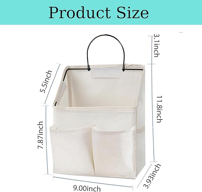 4pcs Wall Hanging Storage Bag,Wall Hanging Organizer bags with Pockets, Wall Organizer Storage for Dormitory Bathroom Bedroom (White-upgraded)