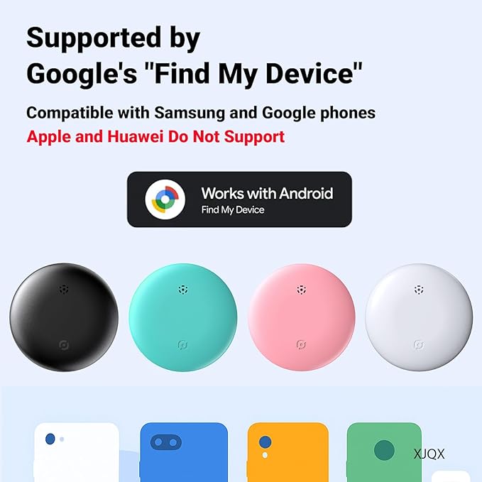 air Tags-4 Pack Android,Android Compatible Air Tracker Tag - Tracker Tags for Android Phones, Supports Google Find My Device, 2025 New Model (4 Pack Multiple Colors)