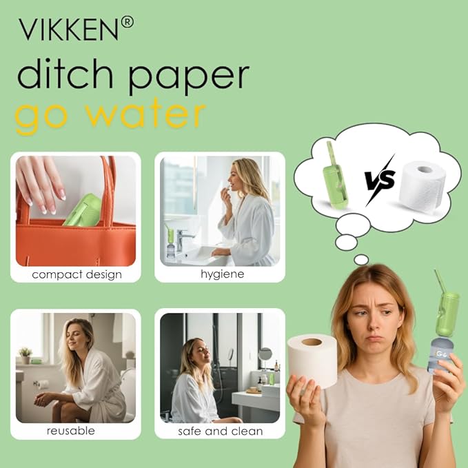 VIKKEN® 250ml iGo X Portable Travel Bidet USB-Type C Rechargeable Electric Mobile Handheld Ultra Strong Water Spray Personal Hygiene Self Care for Women & Men