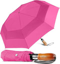 Lejorain Large Folding Golf Umbrella - Compact Mens Umbrellas Travel Rain and Windproof 54inch Collapsible Automatic Open Close Umbrella 210T Teflon Vented Double Canopy