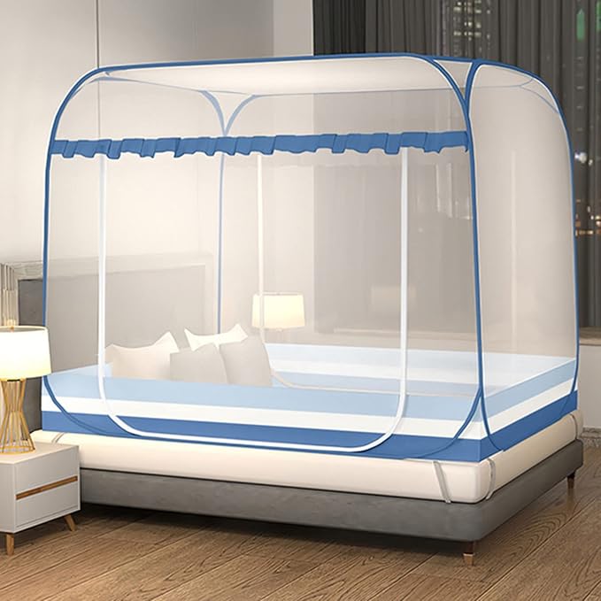 Jsanh Folding Mosquito Net Tent Canopy Curtains for Beds Pop Up Mosquito Net Tent King Size Portable Mosquito Netting with Bottom for Baby Adults(L80xW80XH62 inch