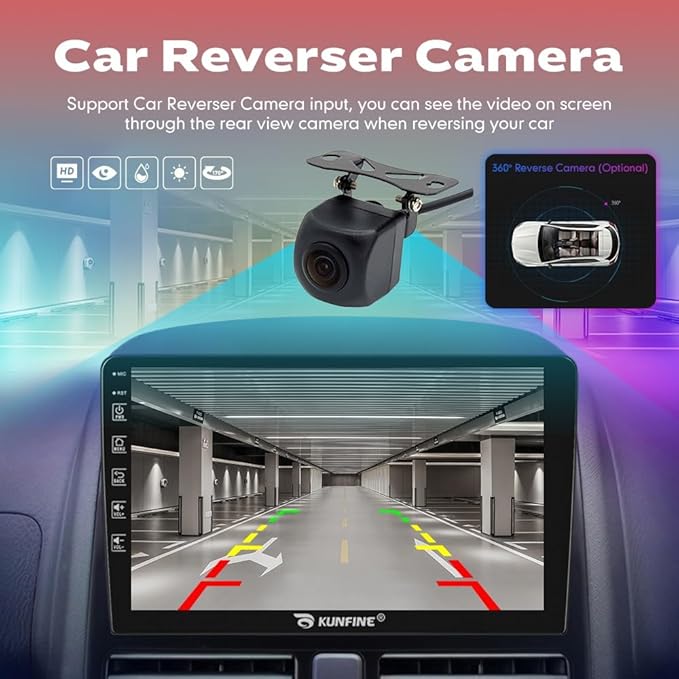 Kunfine Car CarPlay Android Auto Navigation Stereo GPS Radio Reverse Camera Display 9" IPS Touchscreen Headunit Tablet Pad Media Player for Subaru Forester 2007-2013, if Applicable Octa Core 4G+64G