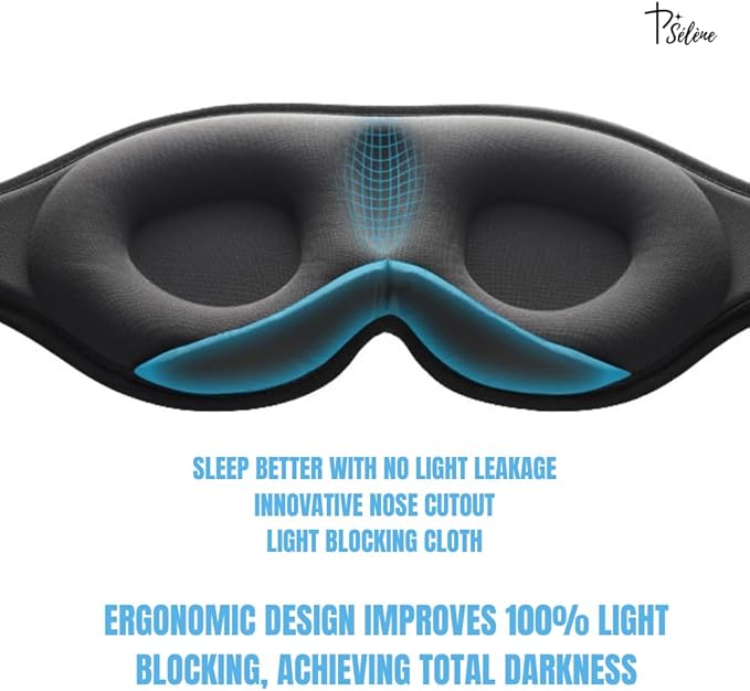 Sleep Mask with Earplugs & Zipper Bag 3D Memory Foam Eye Mask with Nose Support, Lash-Friendly, Blink Freely, Soft, Breathable, Adjustable, for Sleep, Travel, Insomnia, Meditation, Men & Women