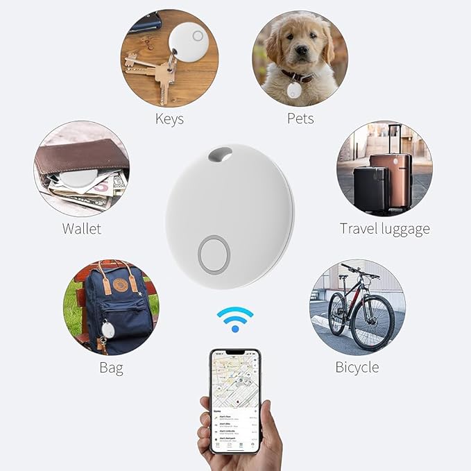 Air Tracker Tags-4 Pack [Apple MFi Certified] (iOS Only), Smart Bluetooth Tracker, Compatible with Apple Find My, Item Locator for Keys, Luggage, Wallet, Suitcase, Bags, IP67 Waterproof