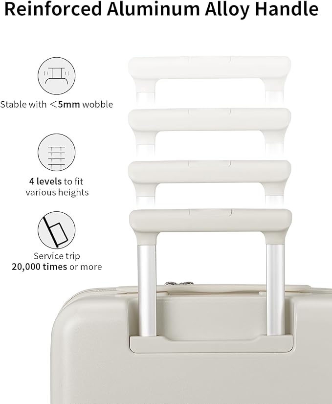 aji Expandable Top Opening 26 Inch Checked Luggage with Spinner Wheels, Large Suitcase with TSA Lock, Hard Shell Travel luggage Suitcases for Men Women, for 20+Days Travel, Coconut White