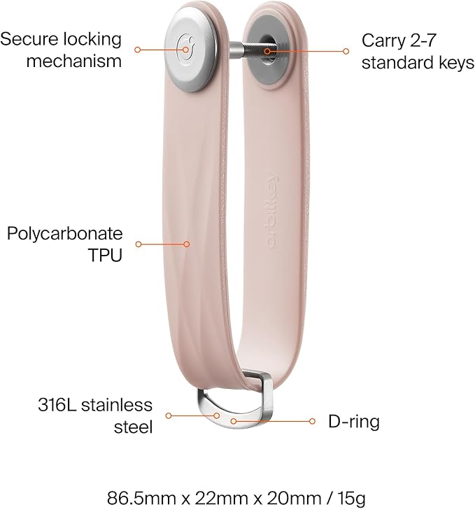 Orbitkey New Active Key Organizer Lite w/updated D-Ring | Weather Resistant, Stainless Steel Locking Mechanism