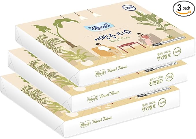 LENITH Travel Pocket Tissues Packs (Soft Pack) 70 Sheets per pack / 3packs, 210 Tissues Total, Travel, Camping, Office, Car