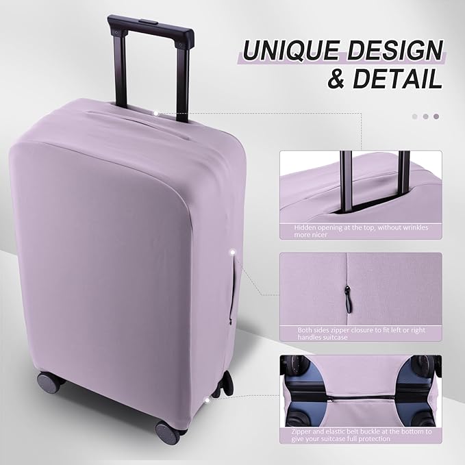 Travel Luggage Cover - Scratch-Resistant Fit 19-33 inch Suitcase Protector (Lavender Purple, 3XL)