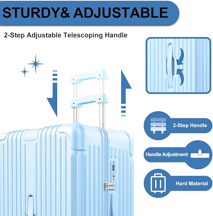 Krute Luggage Sets 2 Piece Suitcase with Spinner Wheels PC+ABS Hardside Suitcases Charging Port TSA Lock Carry On Luggage with Cup Holder 20+28 Inch