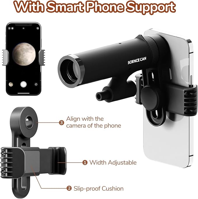 Science Can Binoculars for Kids & Beginners - 3 in 1 Portable Telescope with Adjustable Tripod & Phone Support,16X Magnification for Outdoor Exploration, Science Kit for Boys Girls 6-12 Years Old