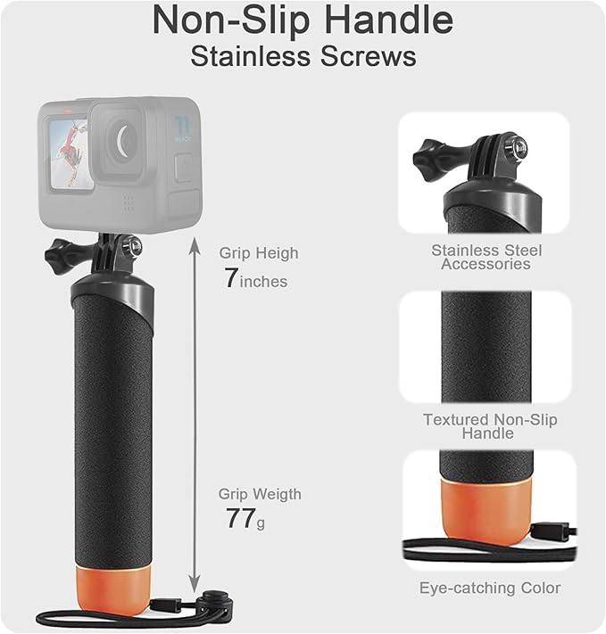 FitStill Carrying Protective Case Include 60M/196FT Underwater Waterproof Shell&Dive Filters&Silicone Case&Screen Protector&Monopod Floating Hand Grip Dive Only fit Go Pro Hero 13 Black Accessory Kit