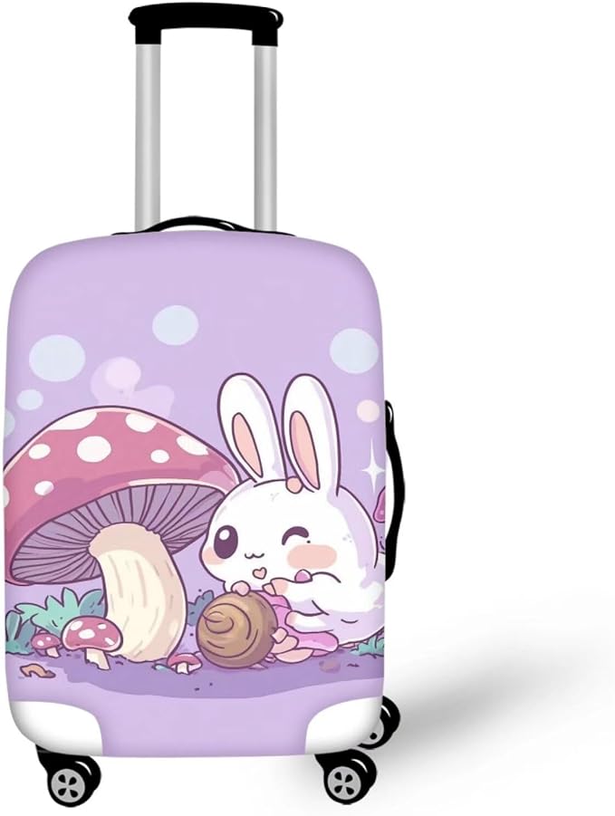 Cute Bunny Rabbit Luggage Covers Fit 30-32 Inch Universal Thickness Suitcase Covers for Luggage Mushroom Suitcase Cover Scratch Resistan Zip Travel Luggage Cover Elastic Baggage Case