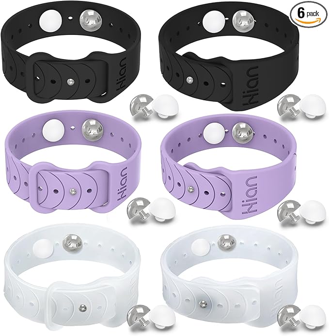 Hion Motion Sickness Bracelets Sea Sickness Wristbands for Motion Sickness/Morning Sickness/Pregnancy Nausea Anti Nausea Bands Acupressure Wristband(3Pairs-Black+Purple+Transparent)
