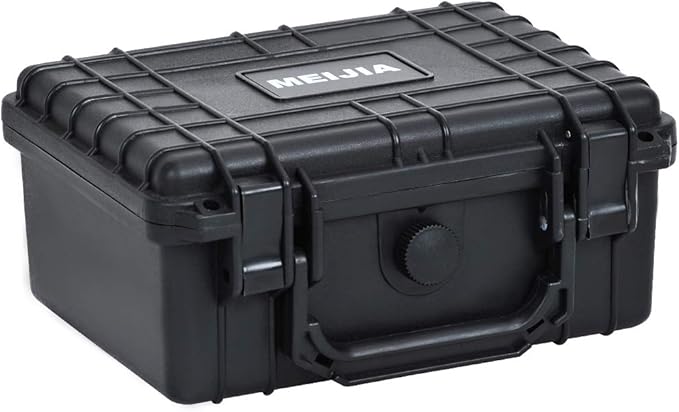 MEIJIA Portable Waterproof Protective Hard Case,Compact Camera Case with Customizable Fit Foam,Elegant Black,Fit for Drones,Camera,Lens, 9.17inchx7.56inchx4.33inch, Black, Dry Case