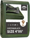 4x6 Feet Tarp Waterproof,Small Tarp,9Mil Thick,Finished Size Tarps,UV Resistant,Durable,Multipurpose Poly Tarps Cover with Metal Grommets and Reinforced Edges,Green/Black by RAINDEWAY