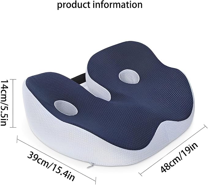 Seat Cushion, Seat Cushion for Sit Bone and Back Pain Relief, Butt, Tailbone, Hip, Hamstring, Posture Support - Memory Foam Comfort Ischial Tuberosity Pillow (Black)