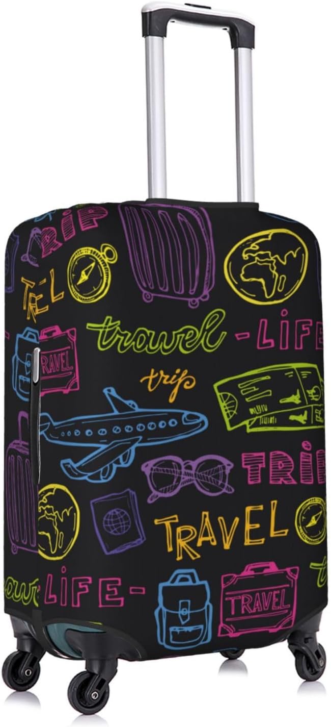 Trip Colored Graffiti Travel-Life Style Luggage Cover Washable Suitcase Protector, Luggage Tag Travel Birthday Gifts For Men Women(XL 29-32 Inch Luggage)