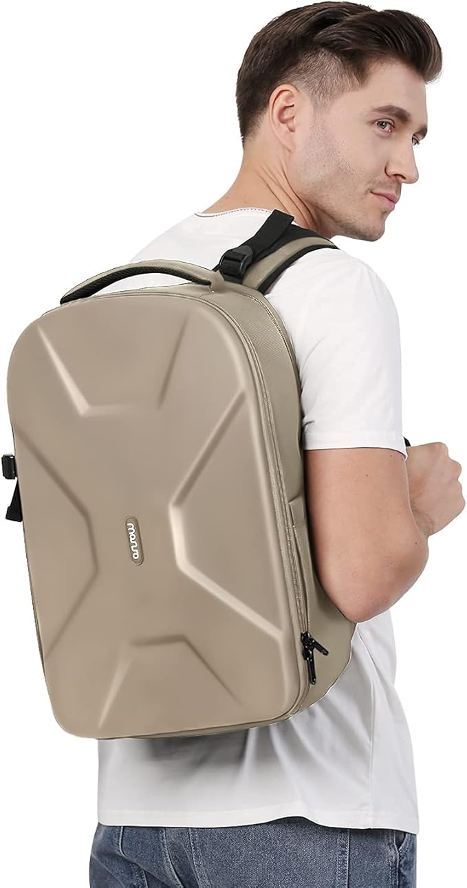 MOSISO Camera Backpack, DSLR/SLR/Mirrorless Photography Camera Bag 15-16 inch Waterproof Hardshell Case with Tripod Holder&Laptop Compartment Compatible with Canon/Nikon/Sony, Camel