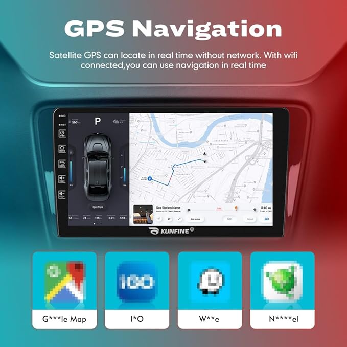 Kunfine Car CarPlay Android Auto Navigation Stereo GPS Radio Reverse Camera Display 9" IPS Touchscreen Headunit Tablet Pad Media Player for Subaru Forester 2007-2013, if Applicable Quad Core 2G+32G