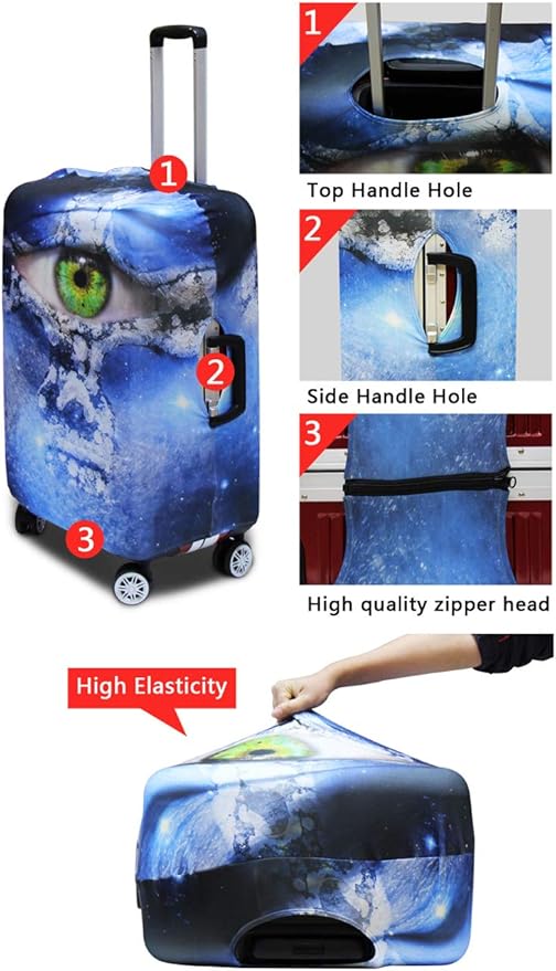 Capybara Suitcase Cover Elastic Luggage Covers for Suitcase Fit 22-25 Inch, Zip Closure Baggage Case Anti-Scratch Luggage Covers Protector Cute Cartoon Animal Baggage Cover