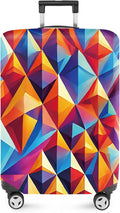 ANNA QUEEN Colorful Geometric Luggage Cover, Abstract Prism Pattern Suitcase Protector, Stretchable, Washable Travel Cover for 24-26 Inch Luggage, Bright, Durable & Eye-Catching