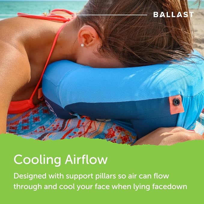 Ballast Travel Pillow PRO – Neck Pillow for Airplane, Compact Travel Pillow for Beach & Traveling, Enjoy Relaxation Wherever You Go (Ocean Blue)