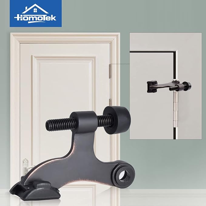 HOMOTEK 24 Pack Hinge Pin Oil Rubbed Bronze Door Stopper,Adjustable Deluxe Heavy Duty Door Stopper 2-1/2"x1-3/4”,with Black Rubber Bumper Tips