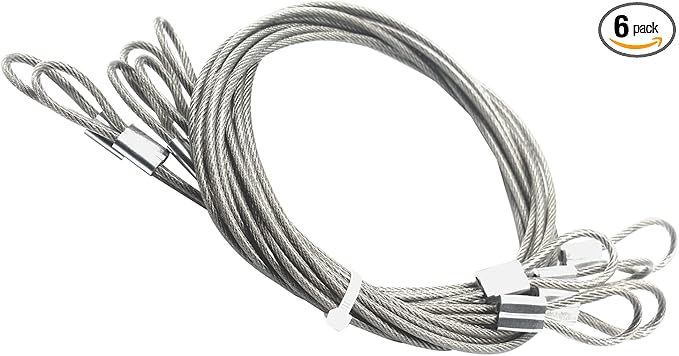 6 pcs 39 inch(100cm) 3mm Thickness Stainless Steel Wire Cable with Loops Vinyl Cover Coated Short Rope Lanyard Lock Safety Tether Chains,Clear