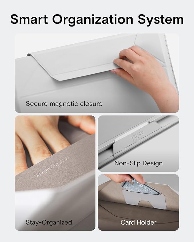 MOFT Laptop Carry Sleeve, 2-in-1 Laptop Bag & Stand for 15" MacBook Air & Dell/HP/Lenovo/Asus, Stylish Slim Computer Sleeve Bag with Expandable Storage for Computer Accessories, Misty Cove