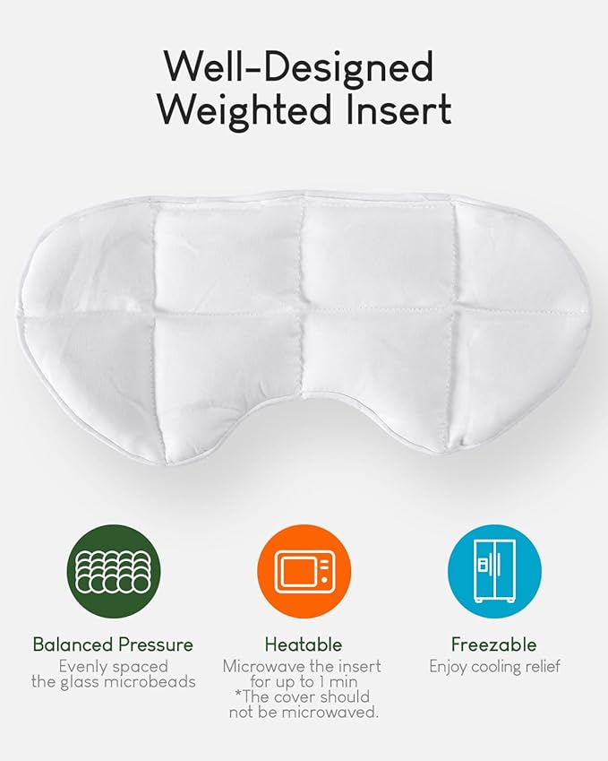 Sivio Weighted Eye Mask for Women & Men, Heatable and Freezable Weighted Eye Pillow with Silica Beads & Adjustable Strap, Soft Breathable Cotton Eye Cover for Sleeping Faster and Better, Pink