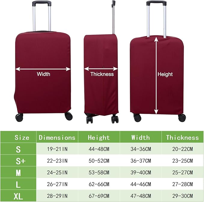 PATIKIL Luggage Cover, Suitcases Covers Elastic Carry on Cover Protector Washable Scratch-Resistant Fits 19-21 Inch Luggage for Travel Business Trips, Wine Red