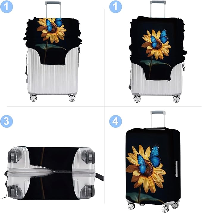 Luggage Cover Washable Suitcase Protector Anti-scratch Suitcase cover Fits 20-34 Inch Luggage (Sunflower, XL(32-34inch suitcase))