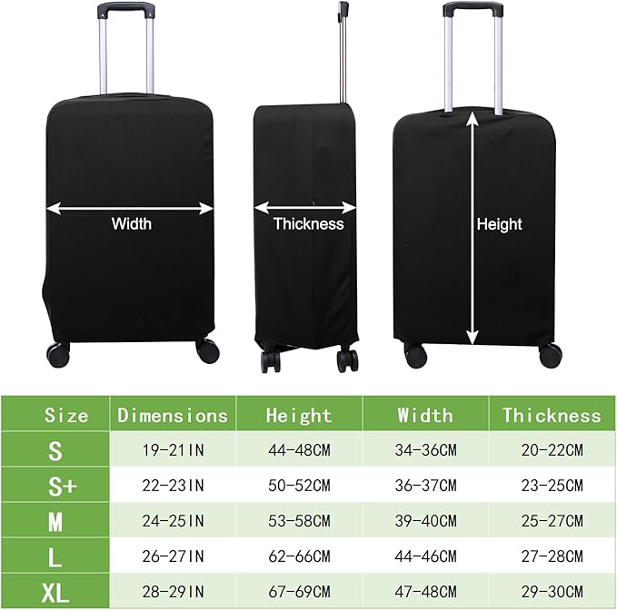PATIKIL Luggage Cover, Suitcases Covers Elastic Carry on Cover Protector Washable Scratch-Resistant Fits 22-23 Inch Luggage for Travel Business Trips, Black