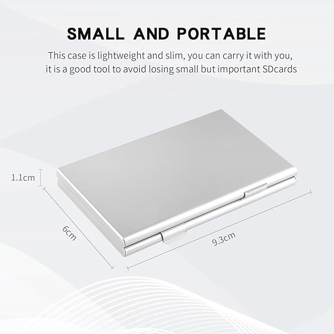 Aluminum SD Card Case, 18Slots Ultrathin SD Card Holder, Memory Card Storage Holder, Fit for 6 SD Card, 12 Micro SD Card, Silver
