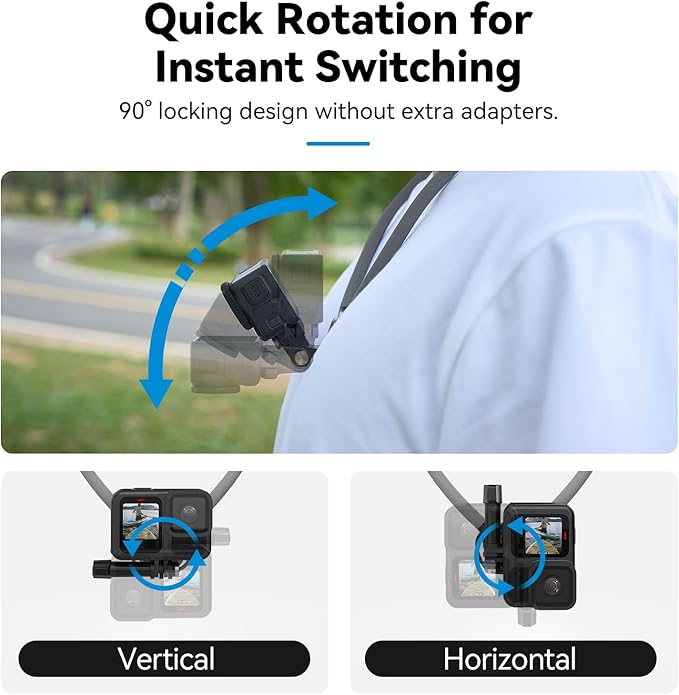 TELESIN Neck Mount SE 2.0 with Air Cushion, Adjustable Chest Strap and Neck Mount for Hands-Free POV Vlogging, for GoPro Hero 13/12/11/10/9, insta 360 X5/X4/X3/Ace Pro 2, Action 3/4/5 Pro, AKASO, etc.