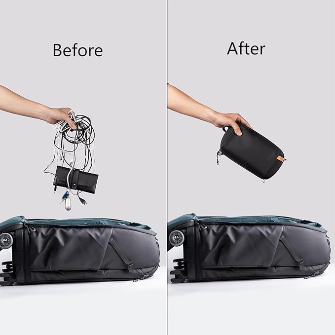 PGYTECH Mini Travel Tech Organizer, Waterproof Tech Pouch, Electronics Accessories Organizer Carrying Case, Cable Organizer Bag for Cables, Cord, Phone Batteries, Charger,Photography SD Card, Black